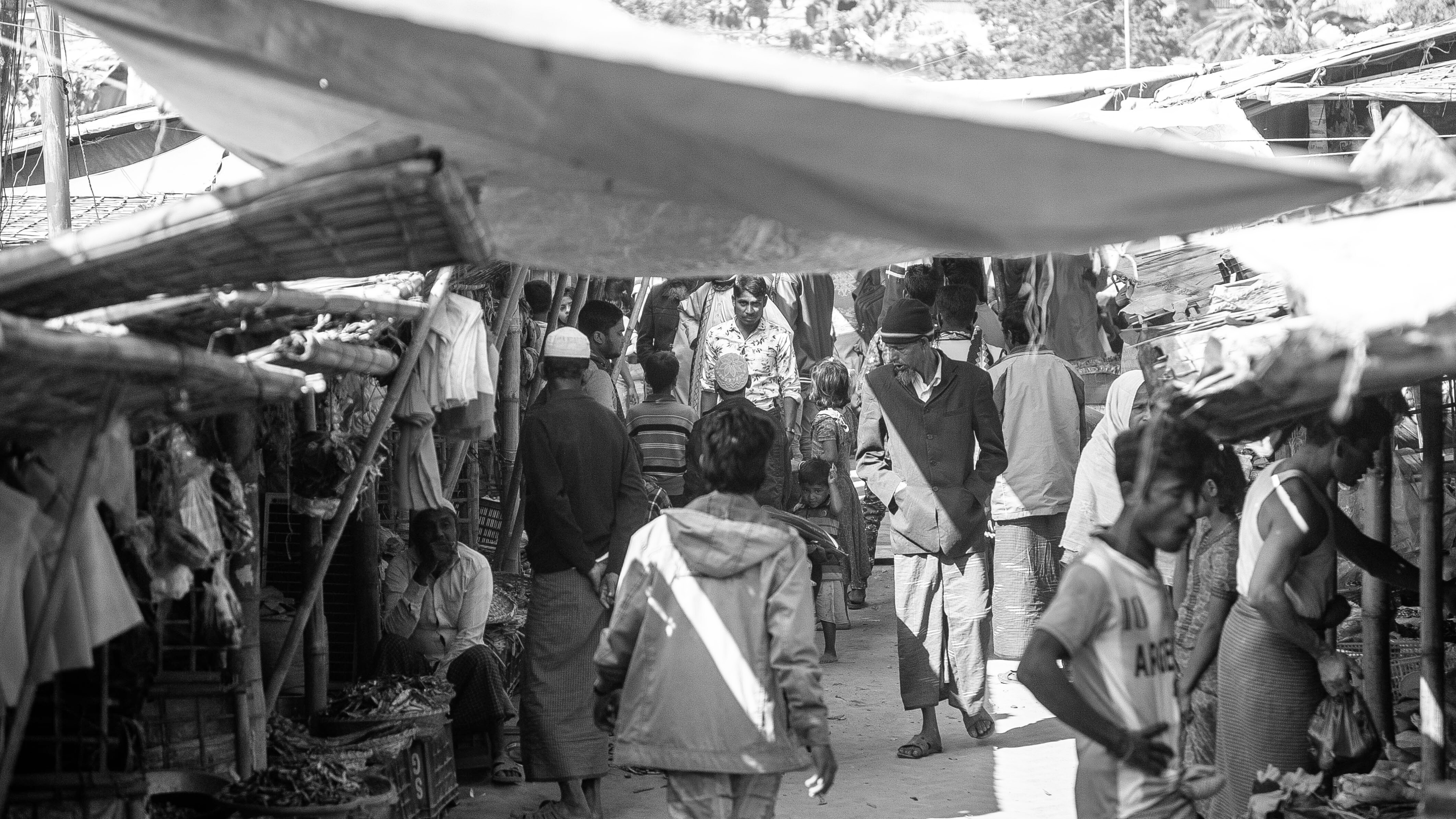 Indian market black and white.